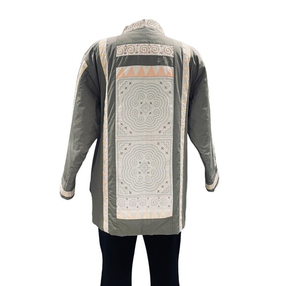 Handmade Embroidered Quilted Jacket Boho Folk Art Vintage Ethnic M L Open Front - Picture 5 of 13